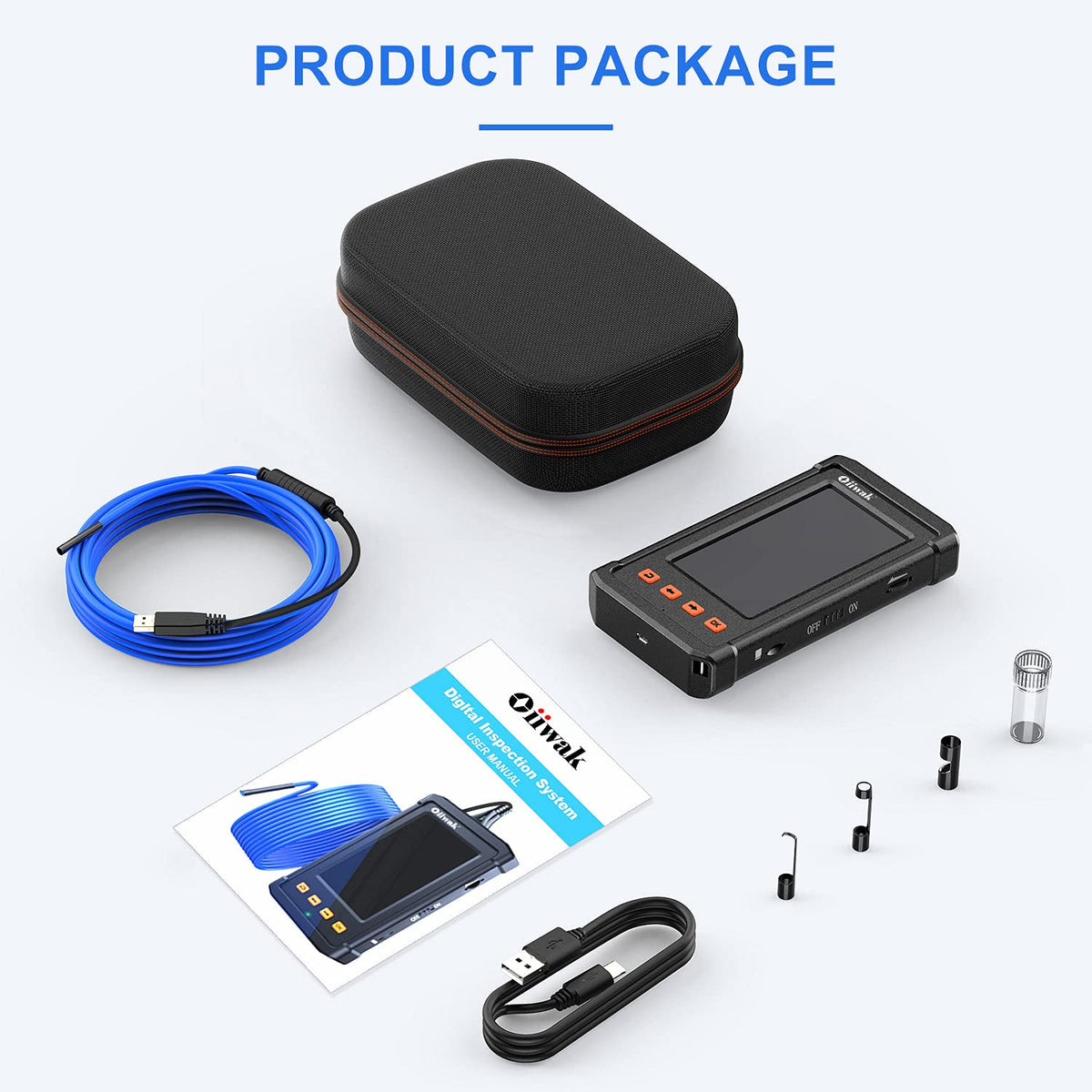 Industrial Endoscope Camera 5.5mm Waterproof 1080P HD 4.3 Screen with Light, 11.5FT Cable P4592
