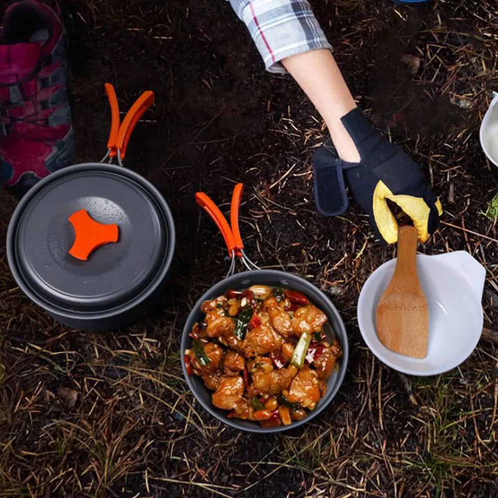 10Pcs Non-stick Aluminum Camping Cookware Set A37682