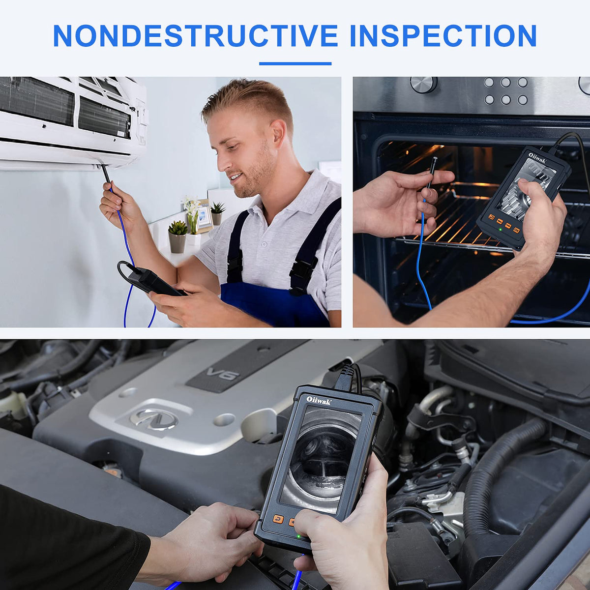 Industrial Endoscope Camera 5.5mm Waterproof 1080P HD 4.3 Screen with Light, 11.5FT Cable P4592