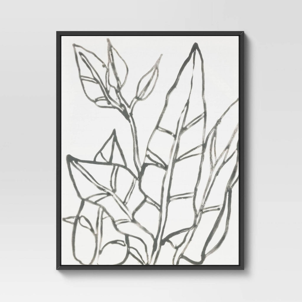 Botanical Sketch Framed Wall Canvas White/Black I586971