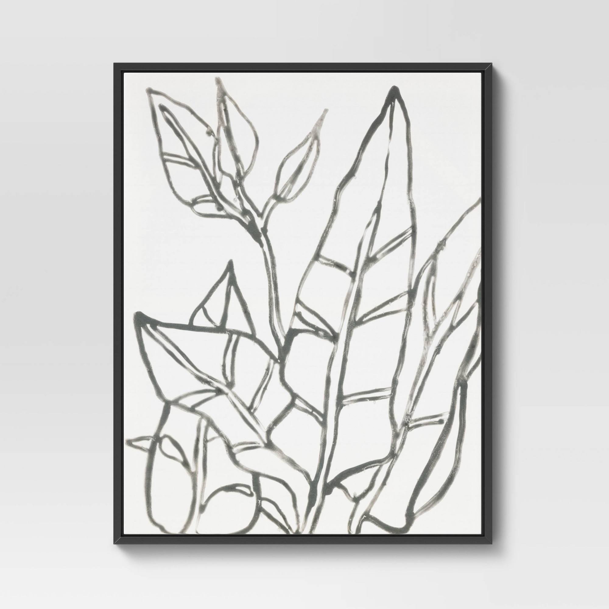 Botanical Sketch Framed Wall Canvas White/Black I586971