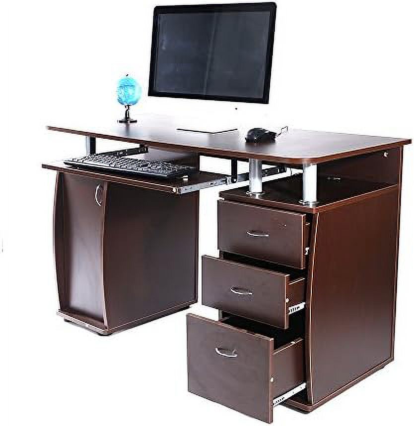 Wood Home Office Computer Desk with Sliding Keyboard Tray, 3 Drawers P65252