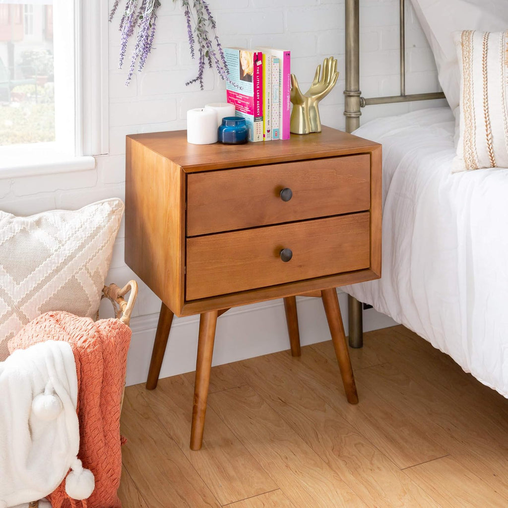 2 Drawer Solid Wood Nightstand Caramel X206