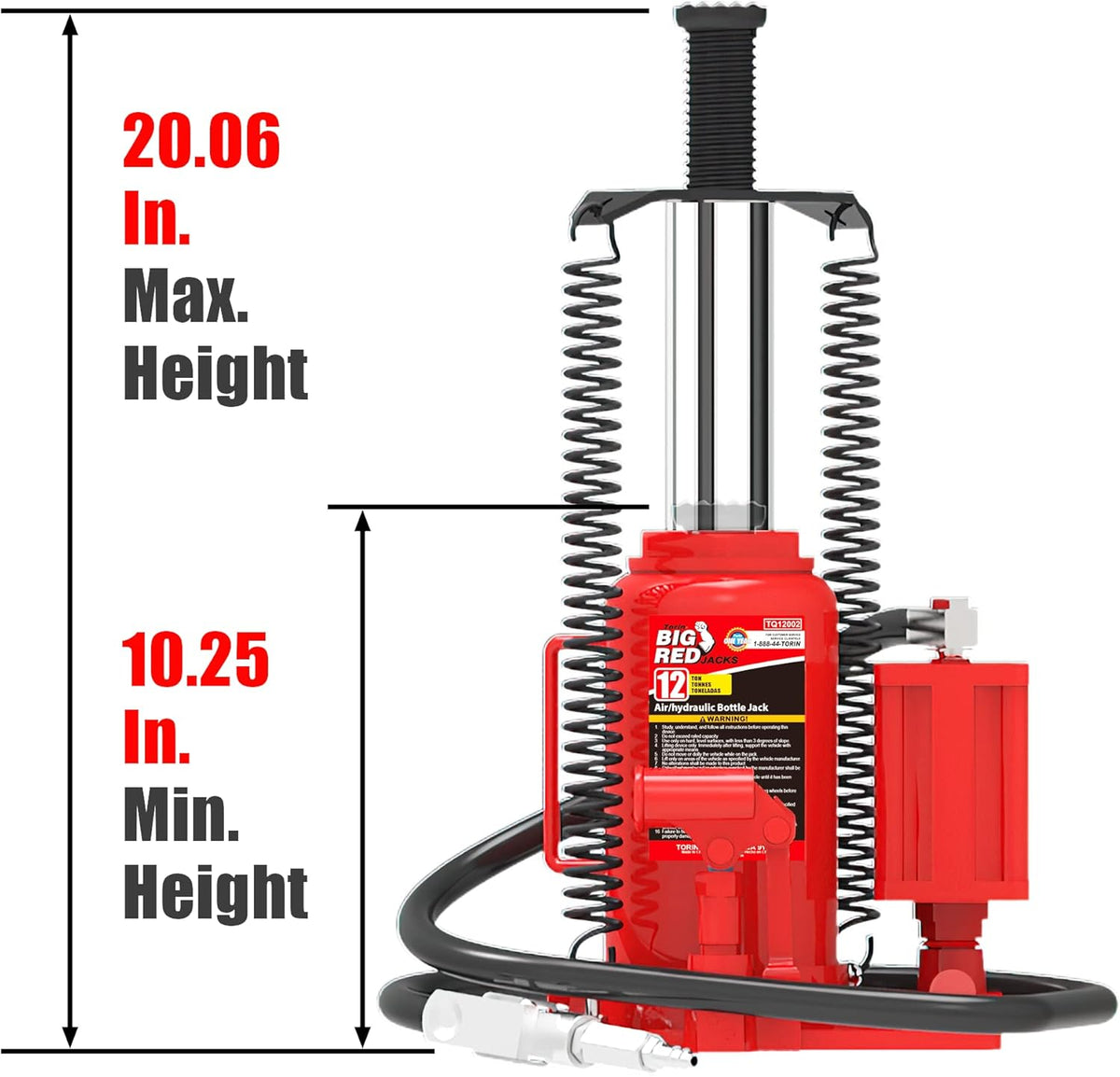 12 Ton Pneumatic Air Hydraulic Bottle Jack with Manual Hand Pump L652700
