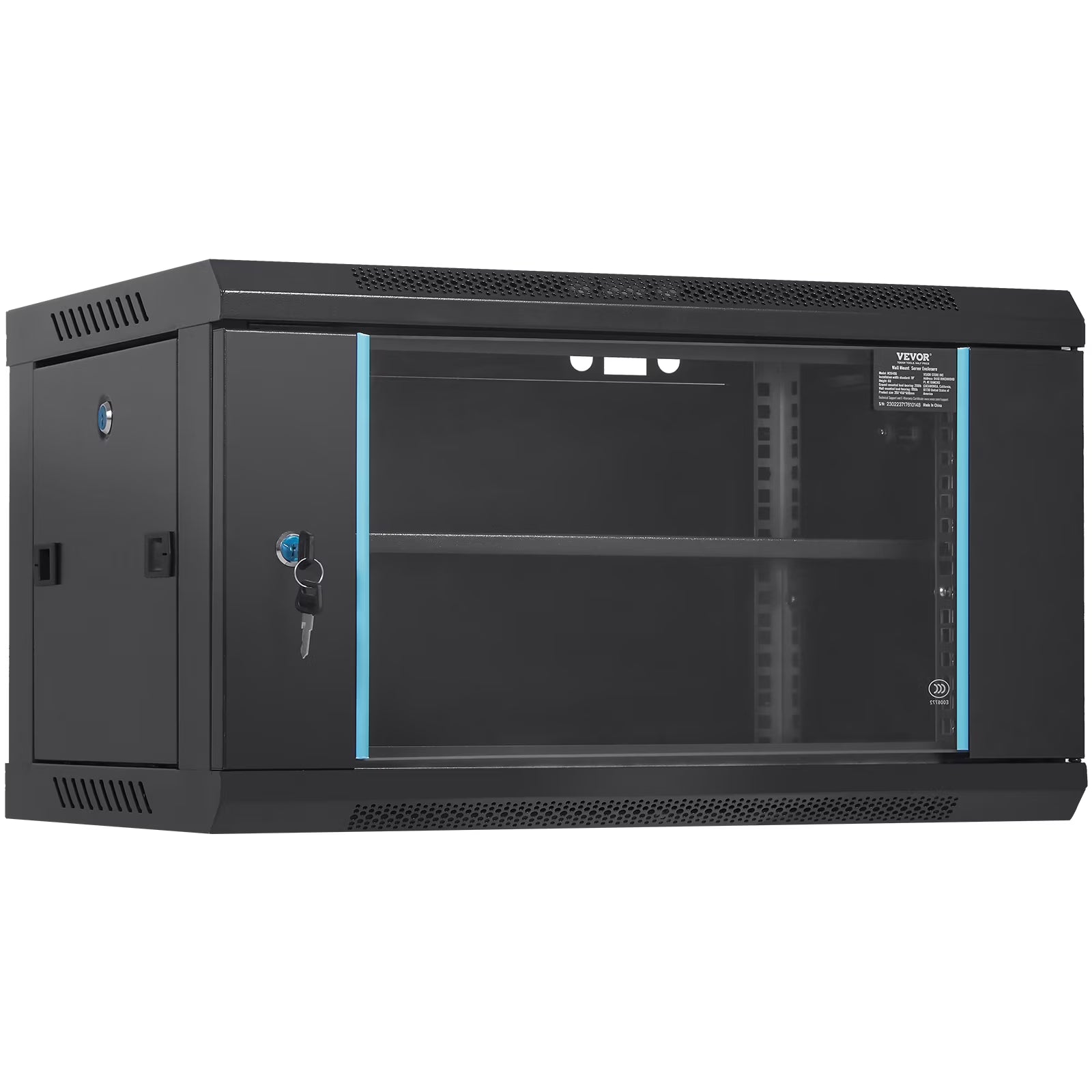 6U 13.8'' Wall Mount Network Server Rack Cabinet Enclosure with Door Lock, 2 Shelves T91865