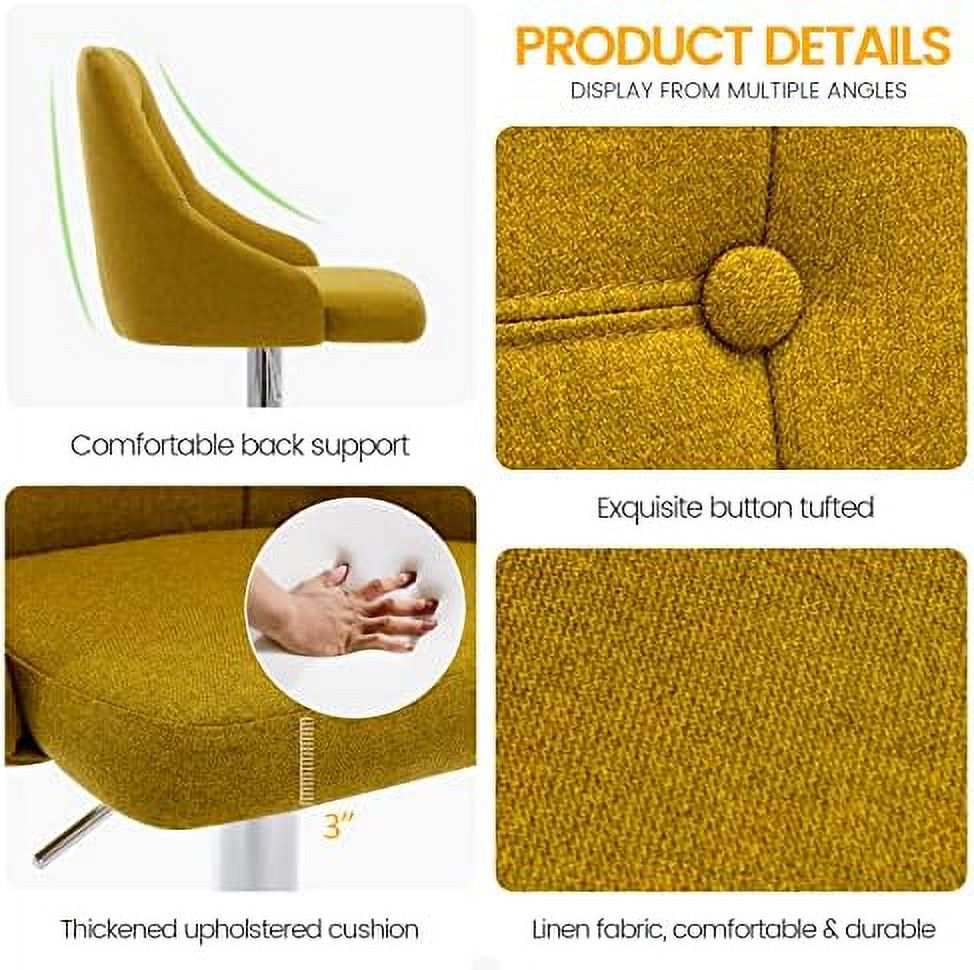 Adjustable Fabric Tufted Swivel Barstool with Back O45129