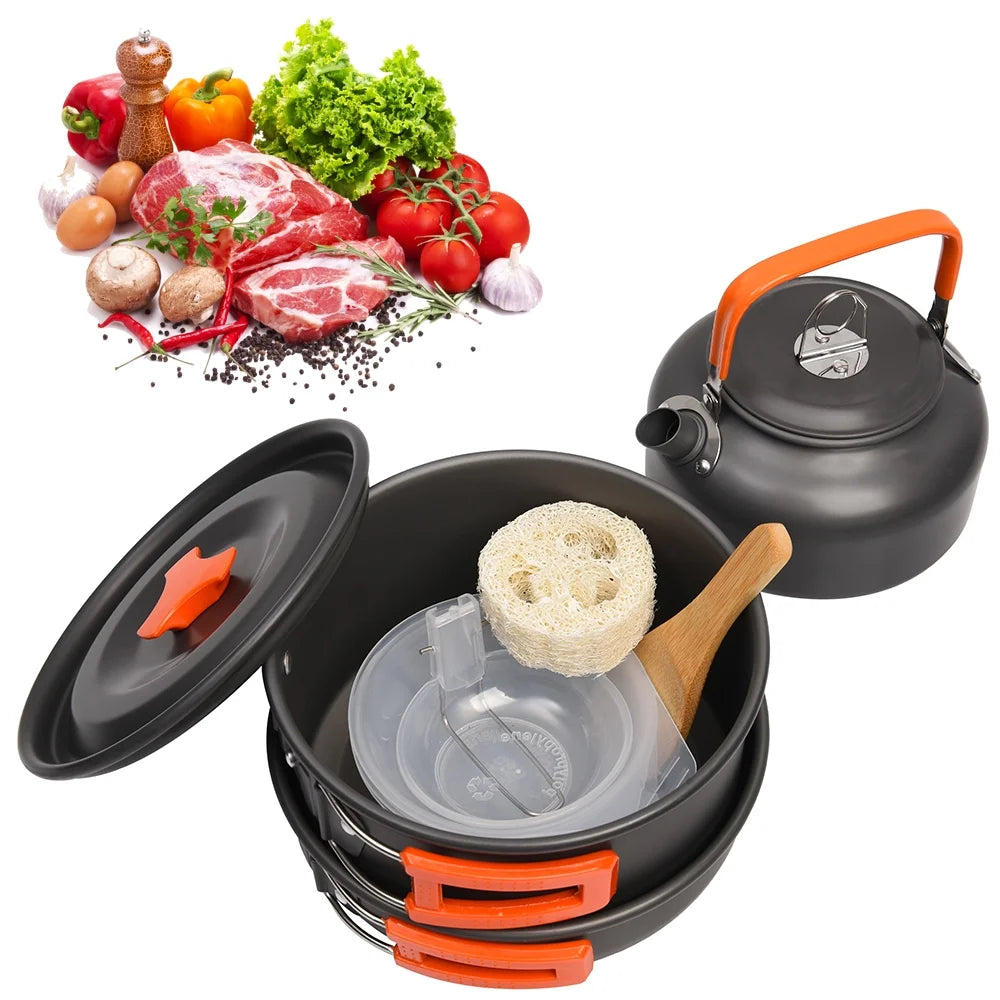 10Pcs Non-stick Aluminum Camping Cookware Set A37682