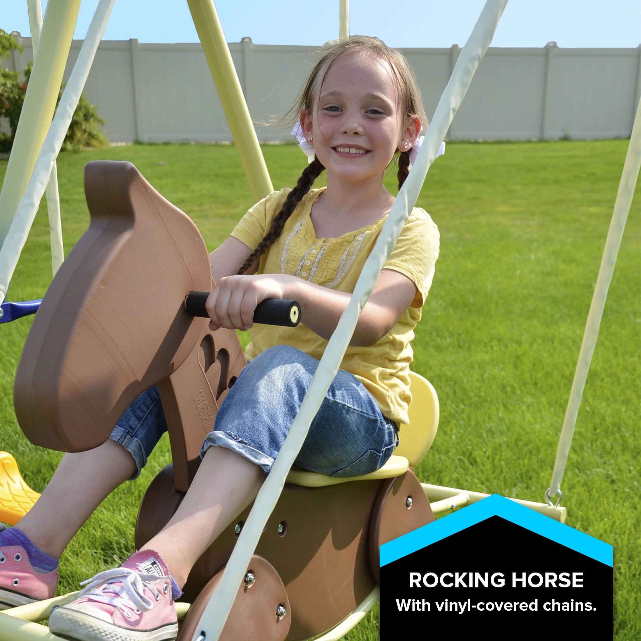 Metal Swing Set with Slide and Saucer Swing D483