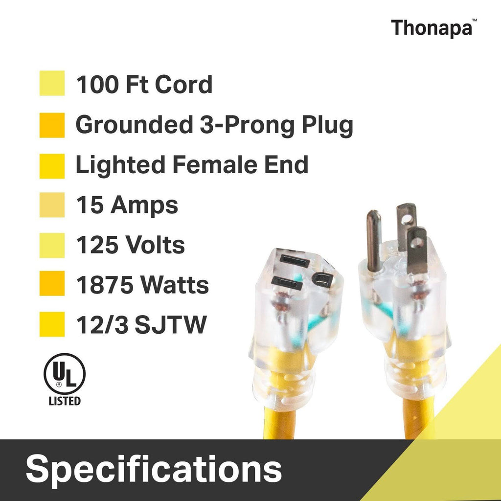 100 Foot 12/3 Heavy Duty Yellow Extension Cord B671654