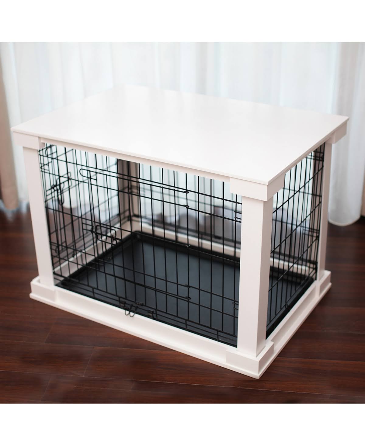 Medium White Cage with Crate Cover B5864