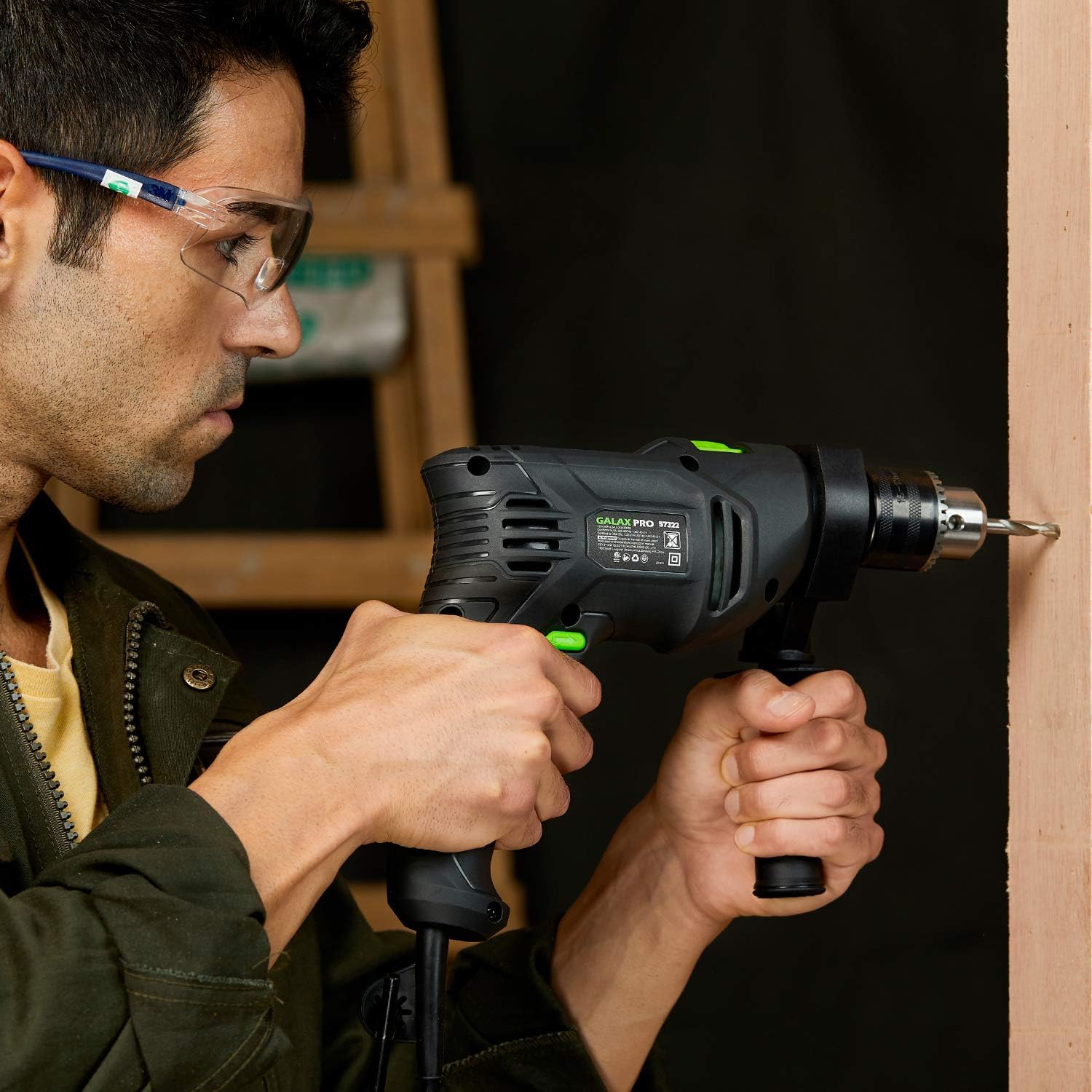 5Amp 1/2-inch Corded Impact Drill with 105pcs Accessories, Variable Speed 0-3000, Hammer and Drill 2 Functions in 1, 360°Rotating Handle, Depth Gauge, Carrying Case Included Pack of 2 Q373