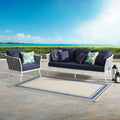White Navy 2 Piece Aluminum Outdoor Sectional Sofa Set R87258