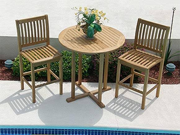 Round Teak Patio Bar Table Q442039