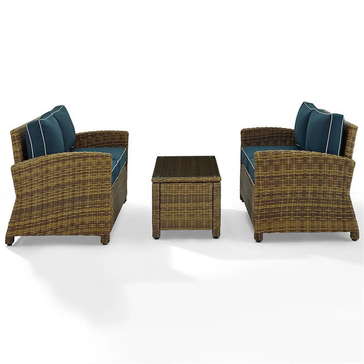 3 Piece Patio Sofa Set in Brown and Navy V56468