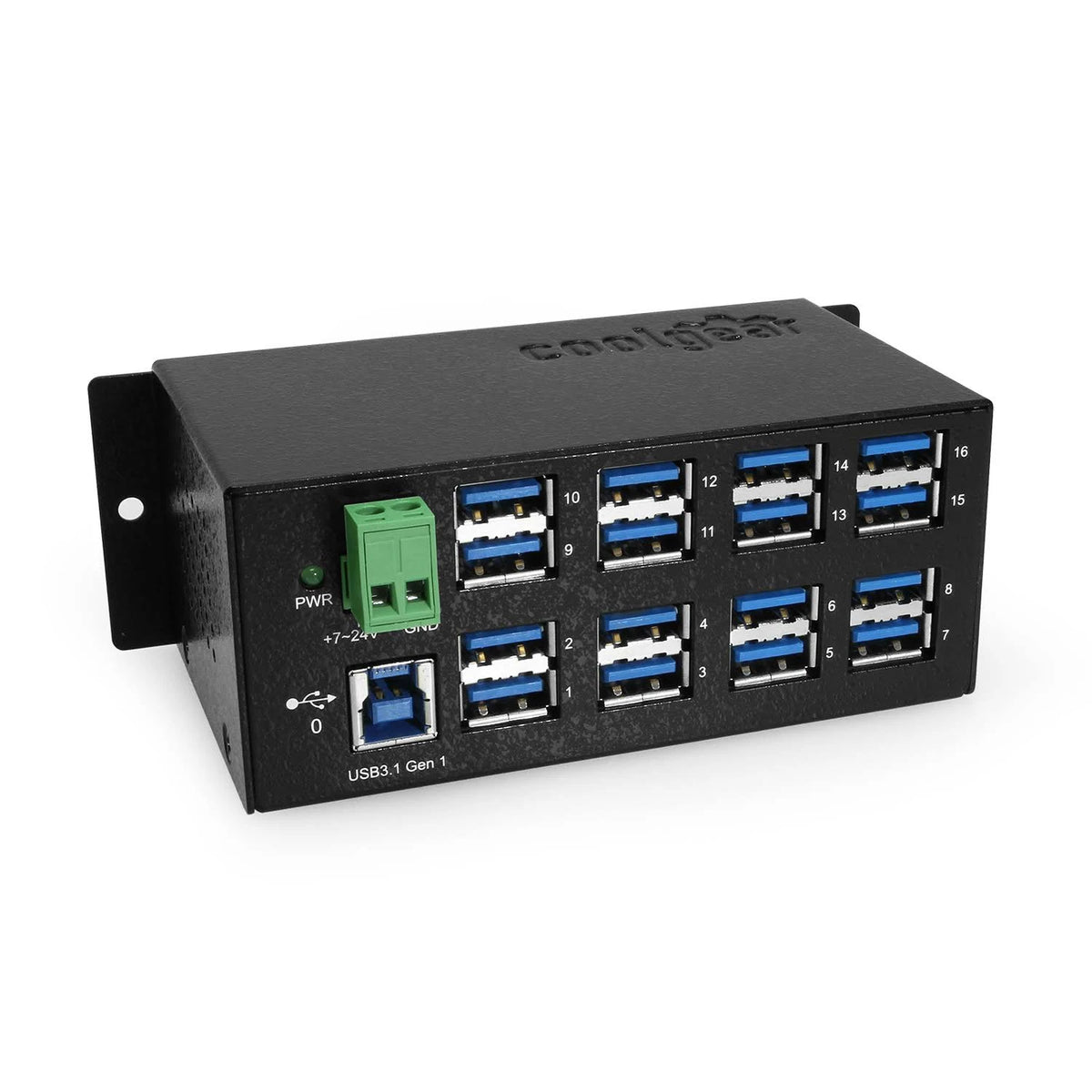 16-Port USB 3.2 Gen1 DIN Rail Mount Y123