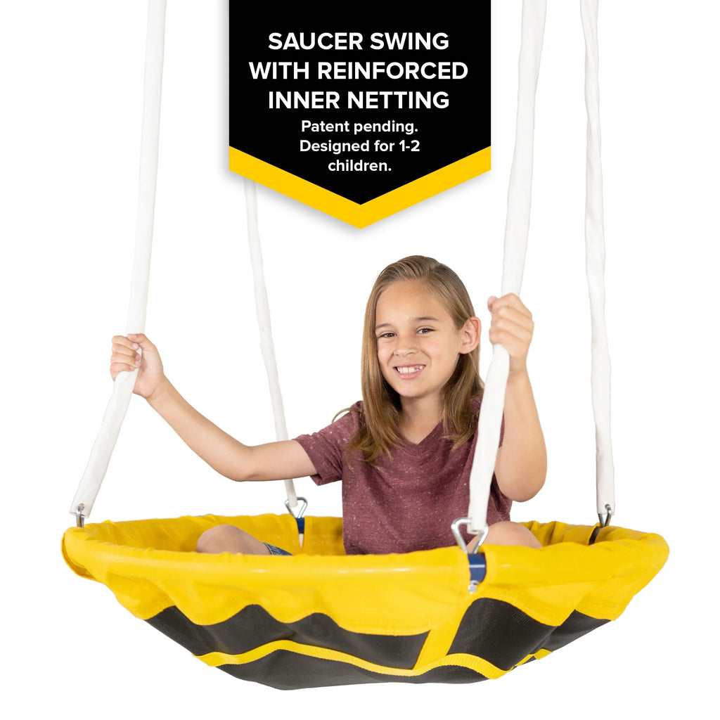 Metal Swing Set with Slide and Saucer Swing D483