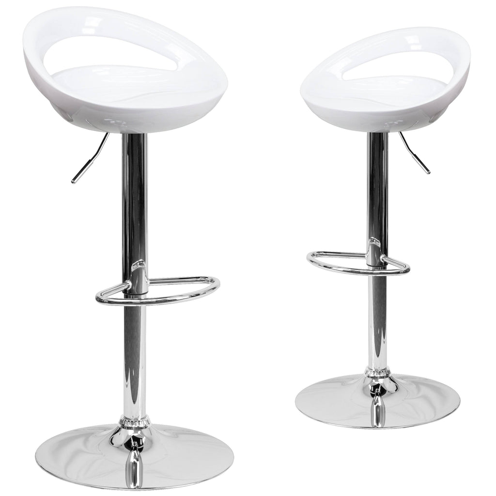 2 Pk Blue Plastic Adjustable Height Barstool with Chrome Base A3364