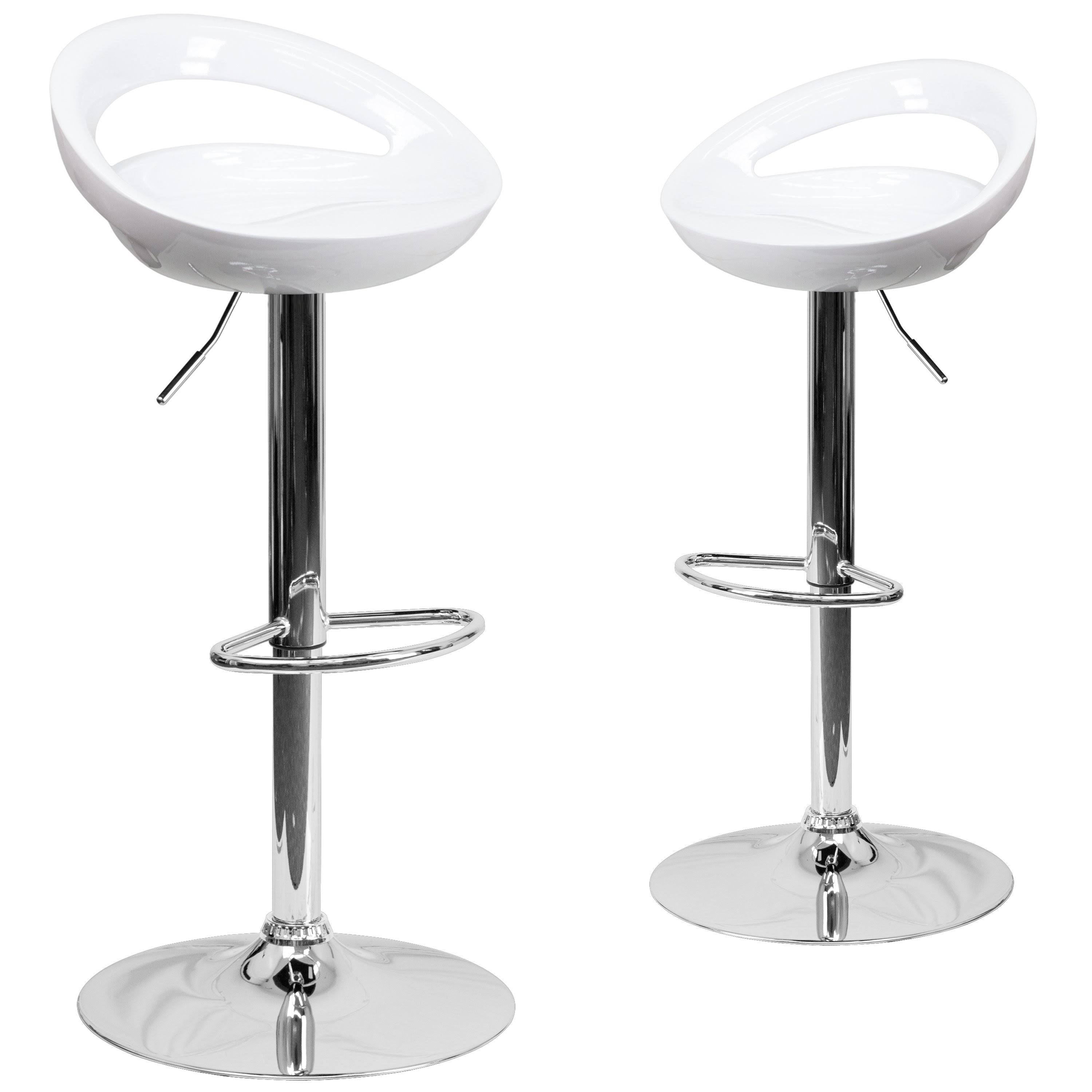 2 Pk Blue Plastic Adjustable Height Barstool with Chrome Base A3364
