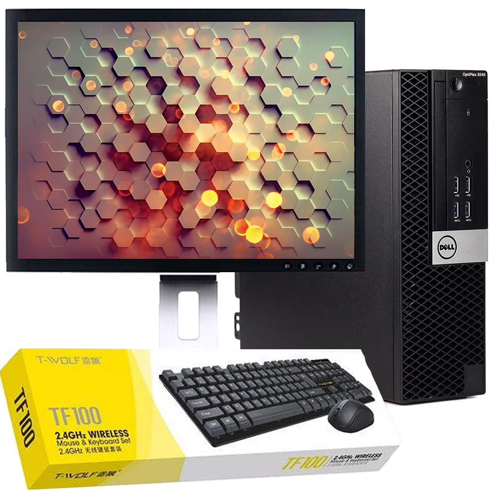 Refurbished Dell OptiPlex 5040 Desktop Computer Bundle Intel 3.4GHz Processor 16GB RAM 250GB SSD DVD Wi-Fi with 19" LCD Wireless Keyboard and Mouse I992