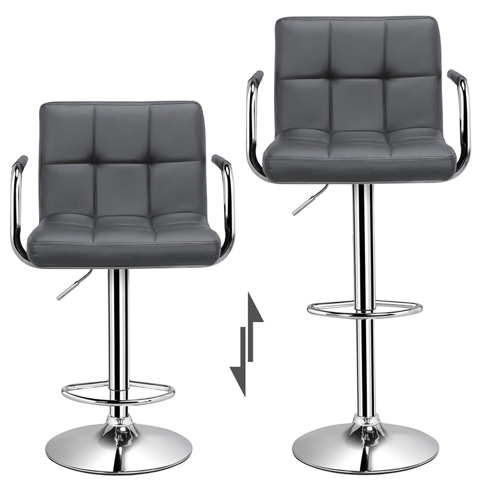 Gray Faux Leather Adjustable Swivel Counter Bar Stools B9949