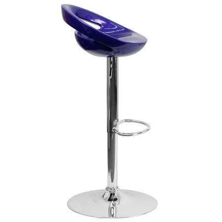 2 Pk Blue Plastic Adjustable Height Barstool with Chrome Base A3364