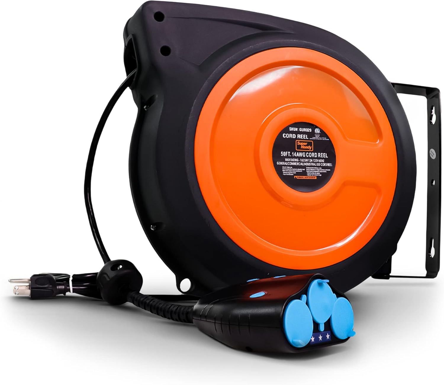 Cord Reel Extension 12AWG x 50' Feet IP64 Waterproof Wireless Remote Control Timer 15A 1875W J8603