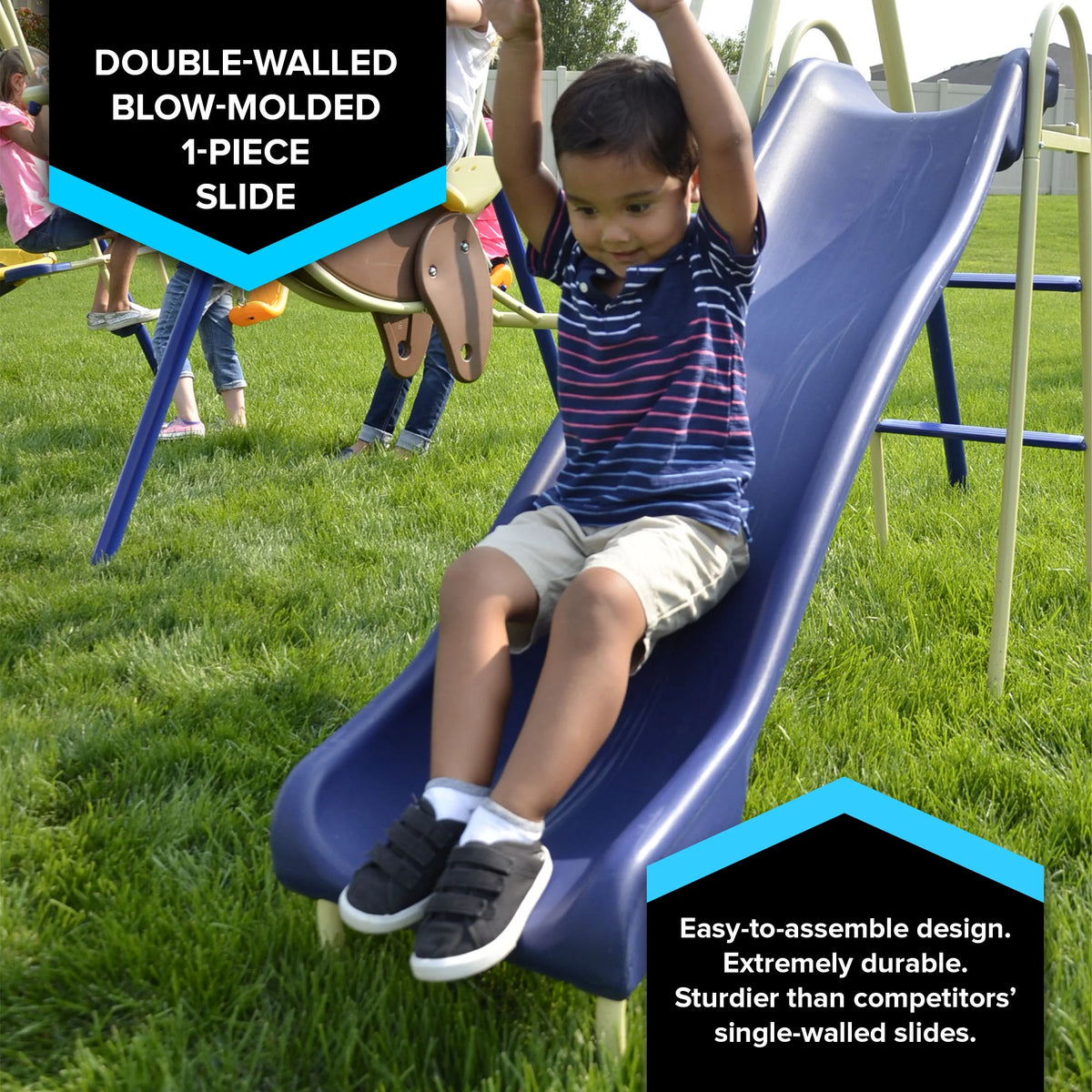 Metal Swing Set with Slide and Saucer Swing D483