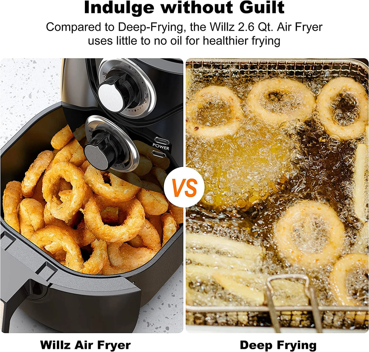 Compact Electric Air Fryer, Non-Stick Basket, 2.6 Quart, 1200W, Black J218