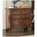 Pecan Brown Wooden Night Stand with Drawers F511