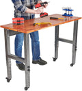 48 Wide Rolling Metal Workbench with Acacia Top C8925