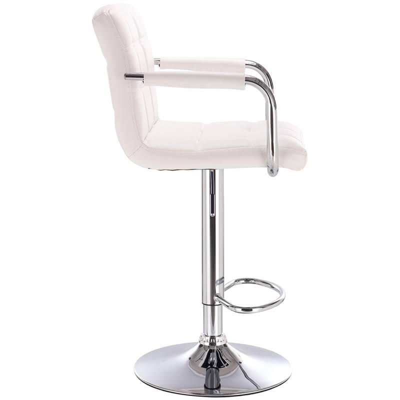 White Squareback Adjustable Barstool with Armrests (Set of 2) K4205