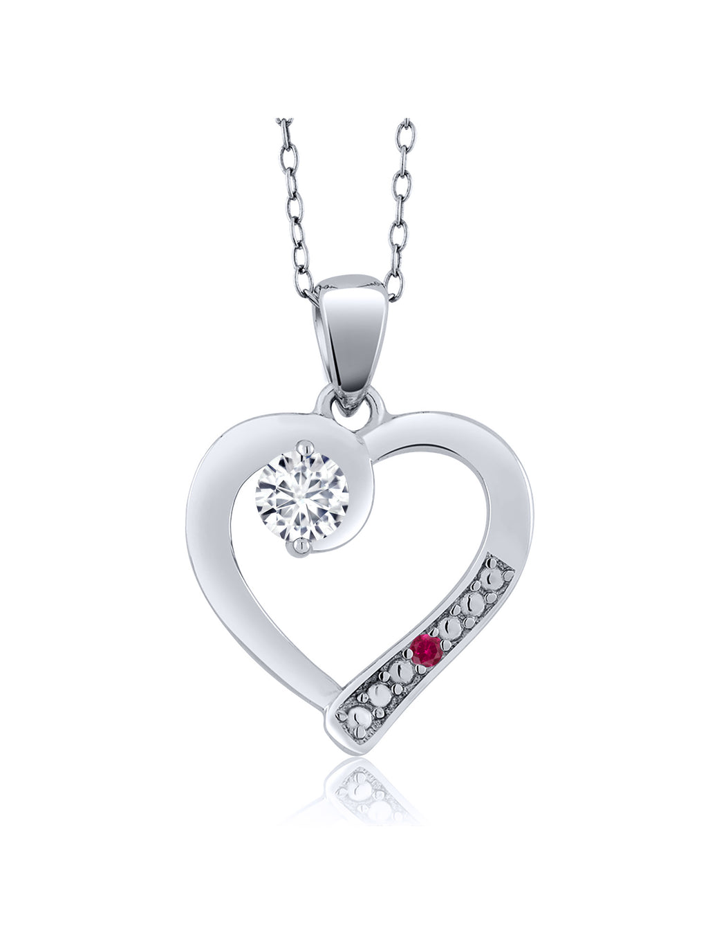 0.19 Ct Lab Grown Diamond Red Created Ruby 925 Sterling Silver Pendant C620