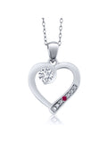 0.19 Ct Lab Grown Diamond Red Created Ruby 925 Sterling Silver Pendant C620