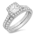 18K White Gold Halo Engagement Ring with Crystal Side Stones Y460