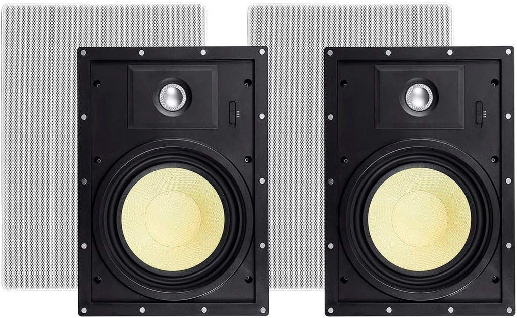 3-Way Fiber In-Wall Speakers 8 Inch Pair With Removable And Paintable Grille R35682