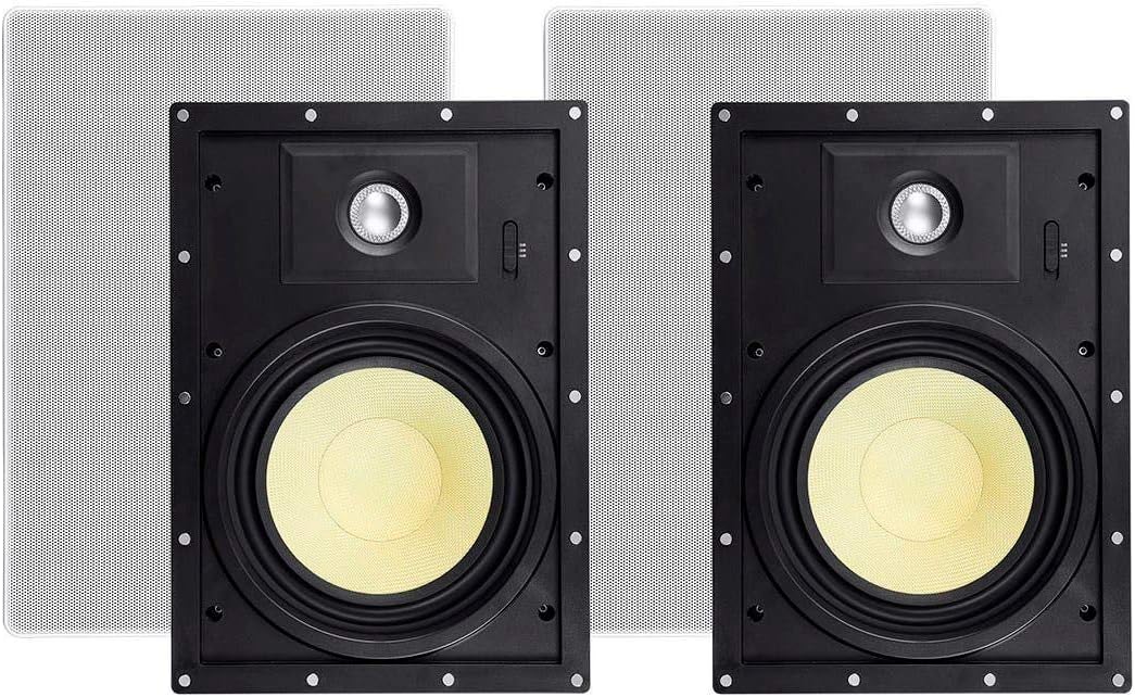 3-Way Fiber In-Wall Speakers 8 Inch Pair With Removable And Paintable Grille R35682
