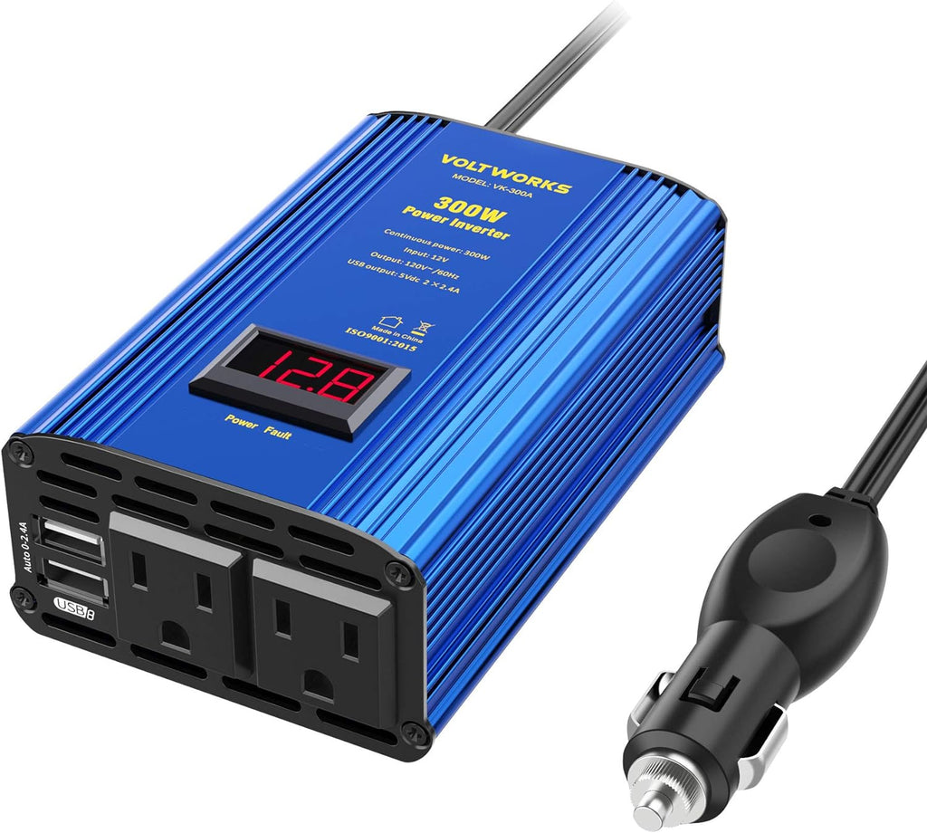 2000W DC 12V to AC 120V Modified Sine Wave Inverter with LCD Display Remote Control 3 AC Outlets Dual 2.4A USB Ports Q318121