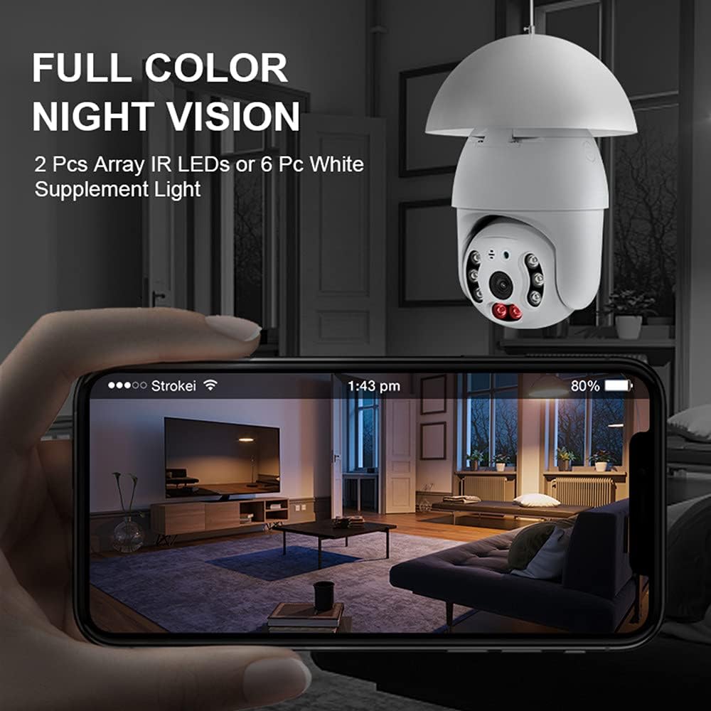 2K 3.0MP Wireless PTZ Security Camera with E27 Light Bulb Connector, Pack of 2 C415