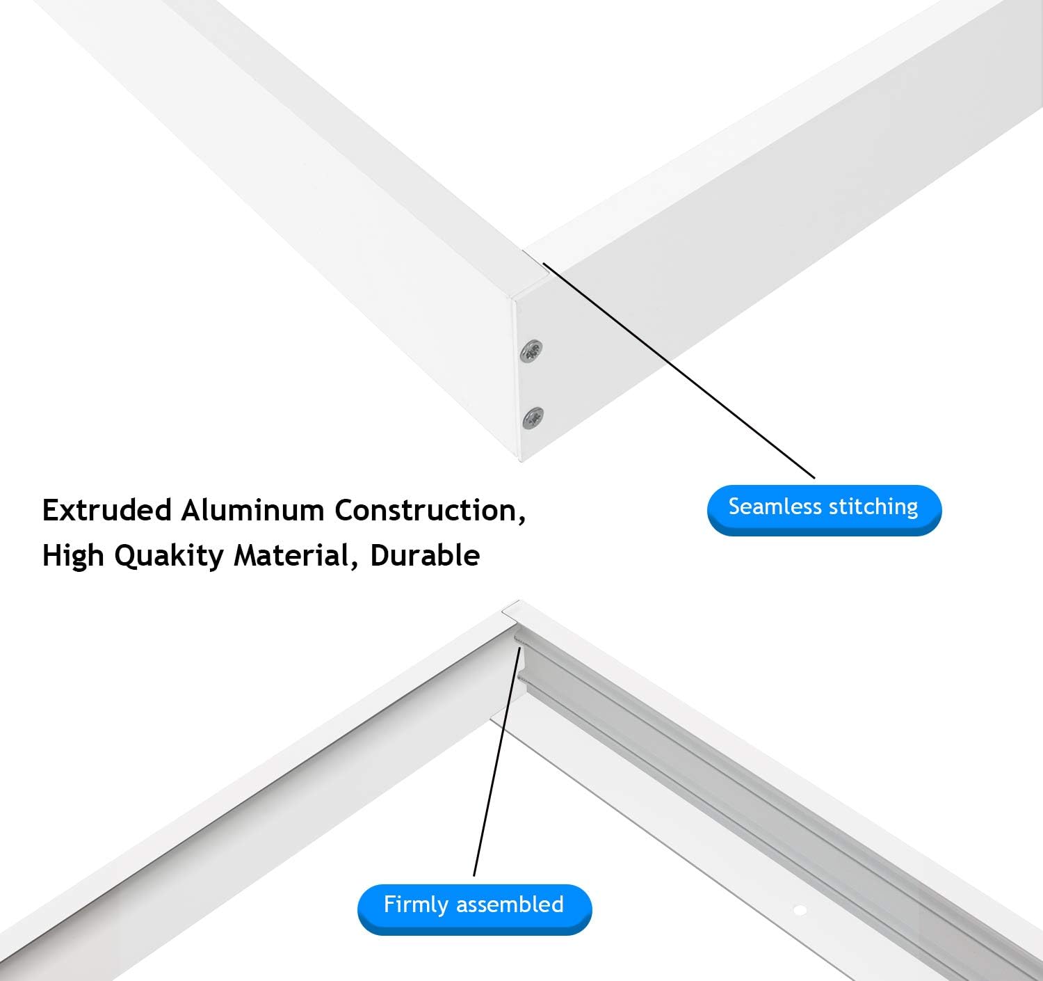 2x2 FT Surface Mount Kit for LED Flat Panel Light - Aluminum 24x24 inch Ceiling Frame Kit E606415
