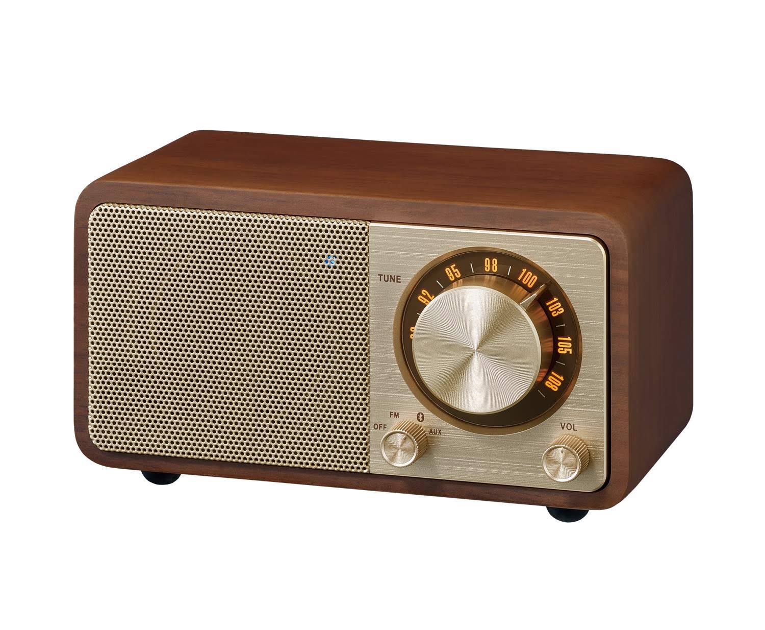 Wood Cabinet Mini Bluetooth Speaker with FM Tuner and Aux-in X8359