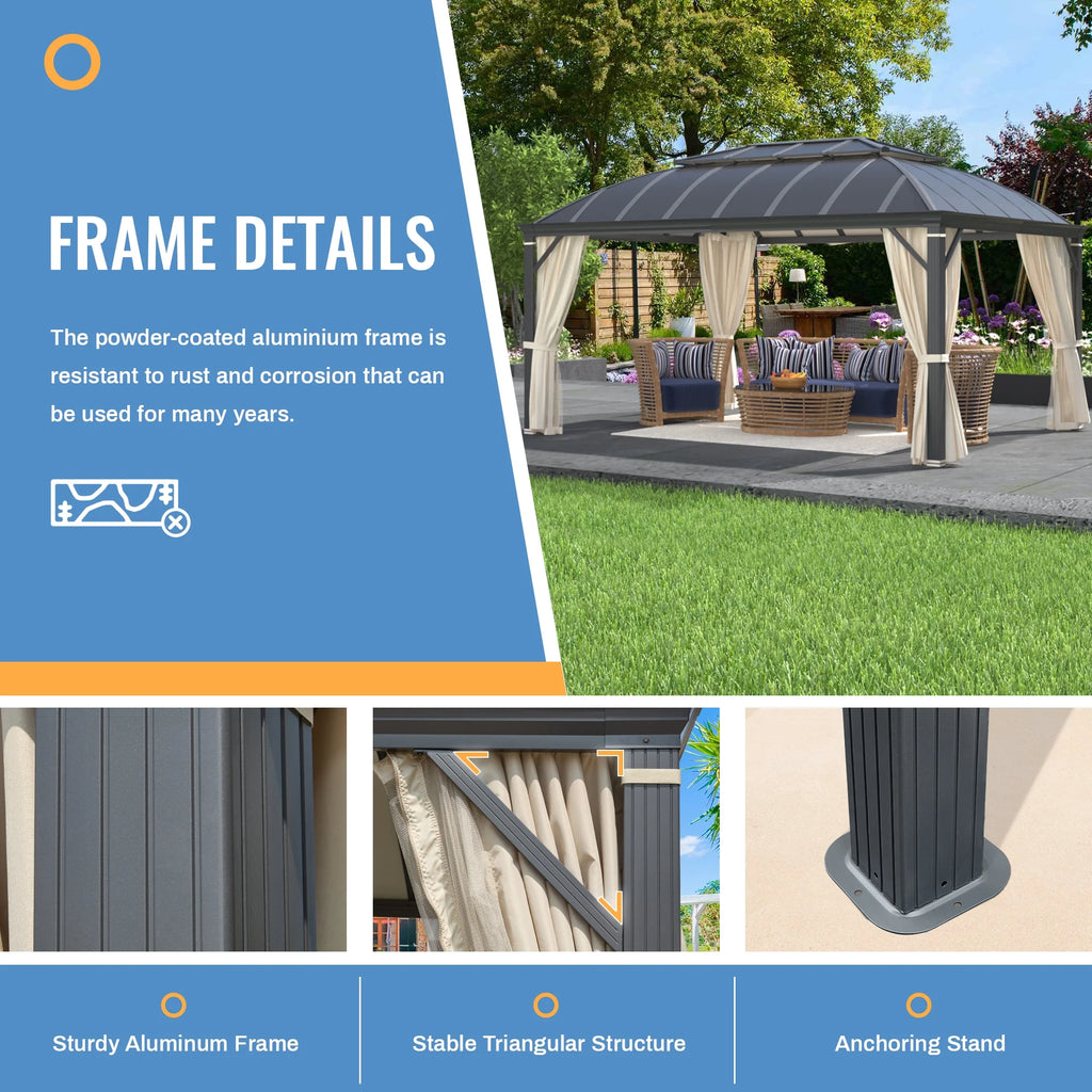12'x16' Hardtop Aluminum Patio Gazebo with Aluminum Composite Double Roof T695771