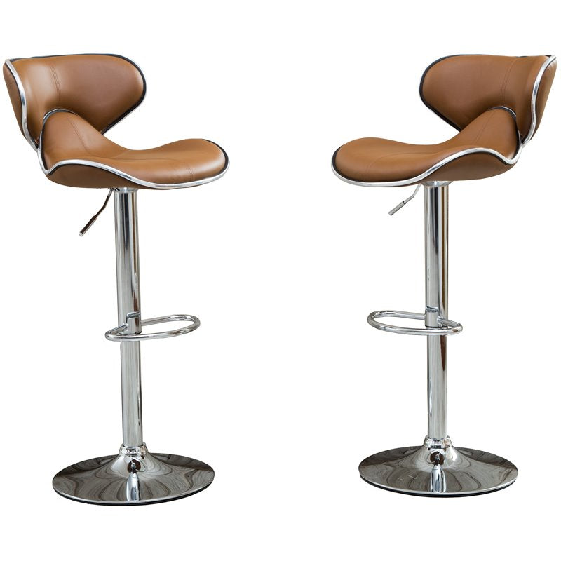 Faux Leather Swivel Barstool in Camel - Set of 4 H8223