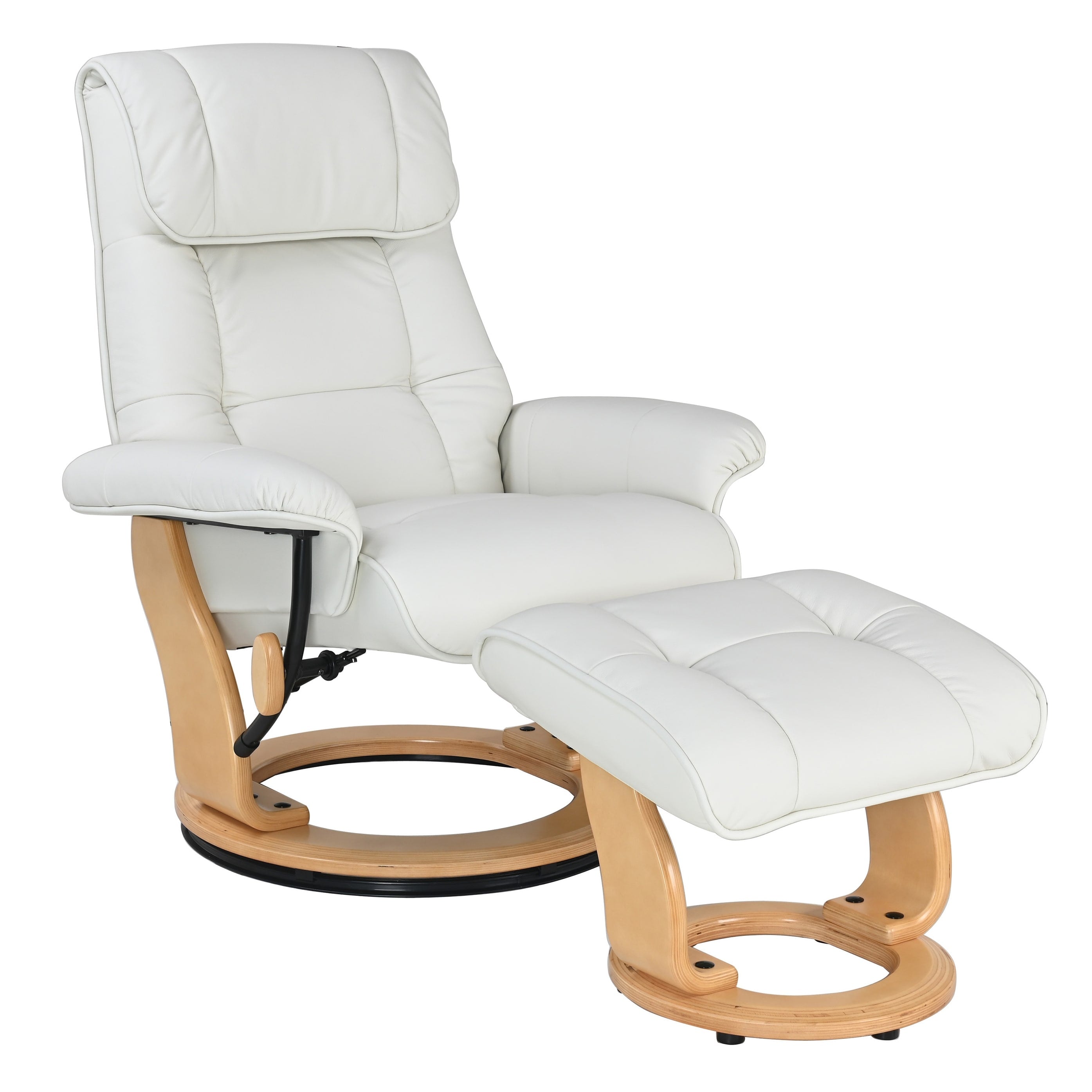White Top Grain Leather Recliner and Ottoman L6740