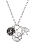 Silvertone Round Charm Necklace, 28" S3718