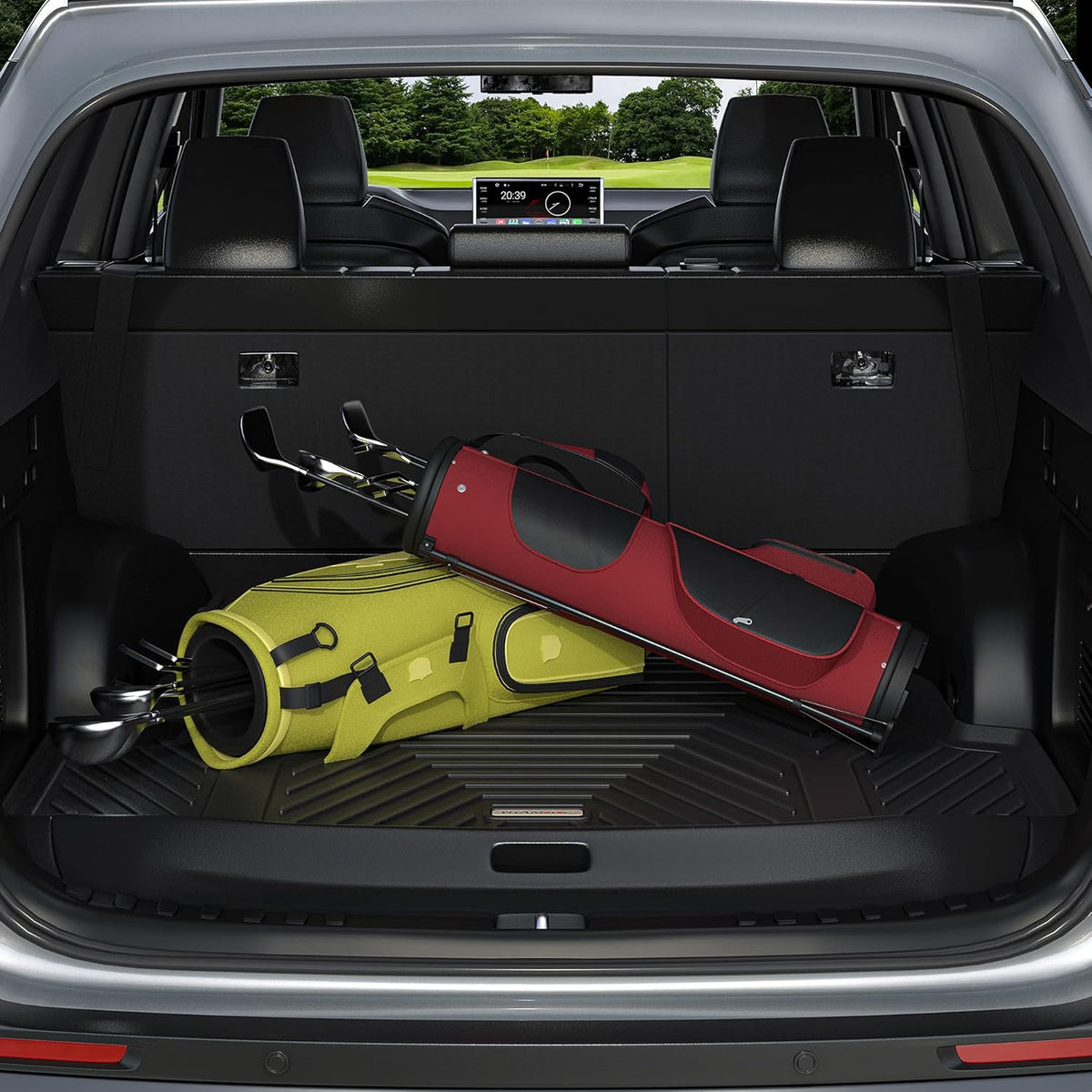 Black Custom Fit Car Floor Mats 3 Rows with Cargo Trunk Liner D75356