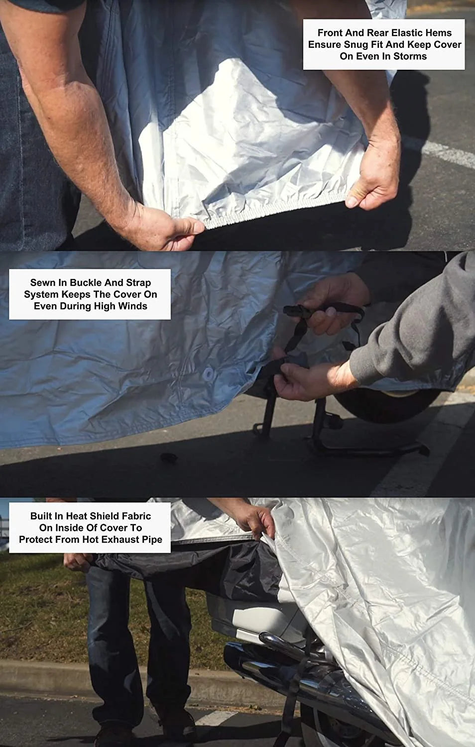 Motorcycle Cover with Reinforced Securing Straps and Storage Bag R627190