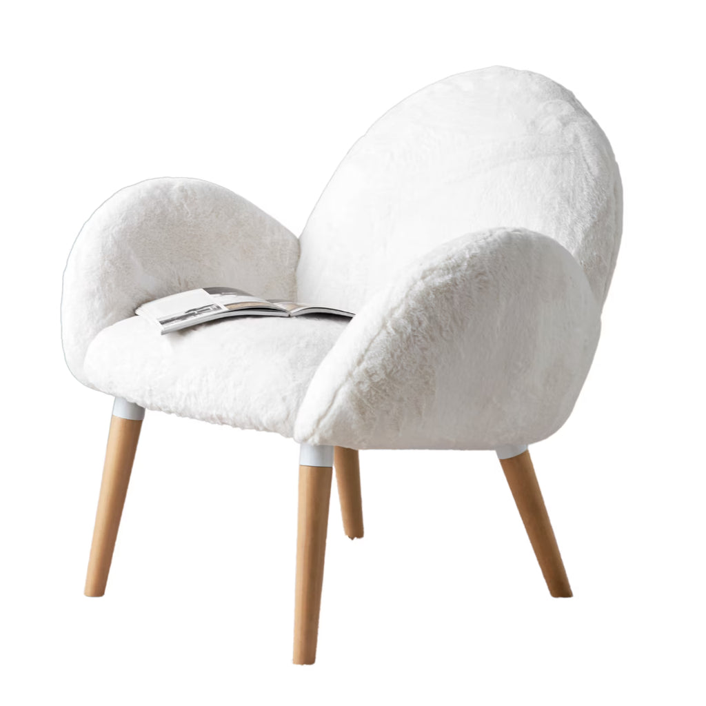 Sherpa Chair Faux Wool White Solid Wood Frame Arm Chair H325132