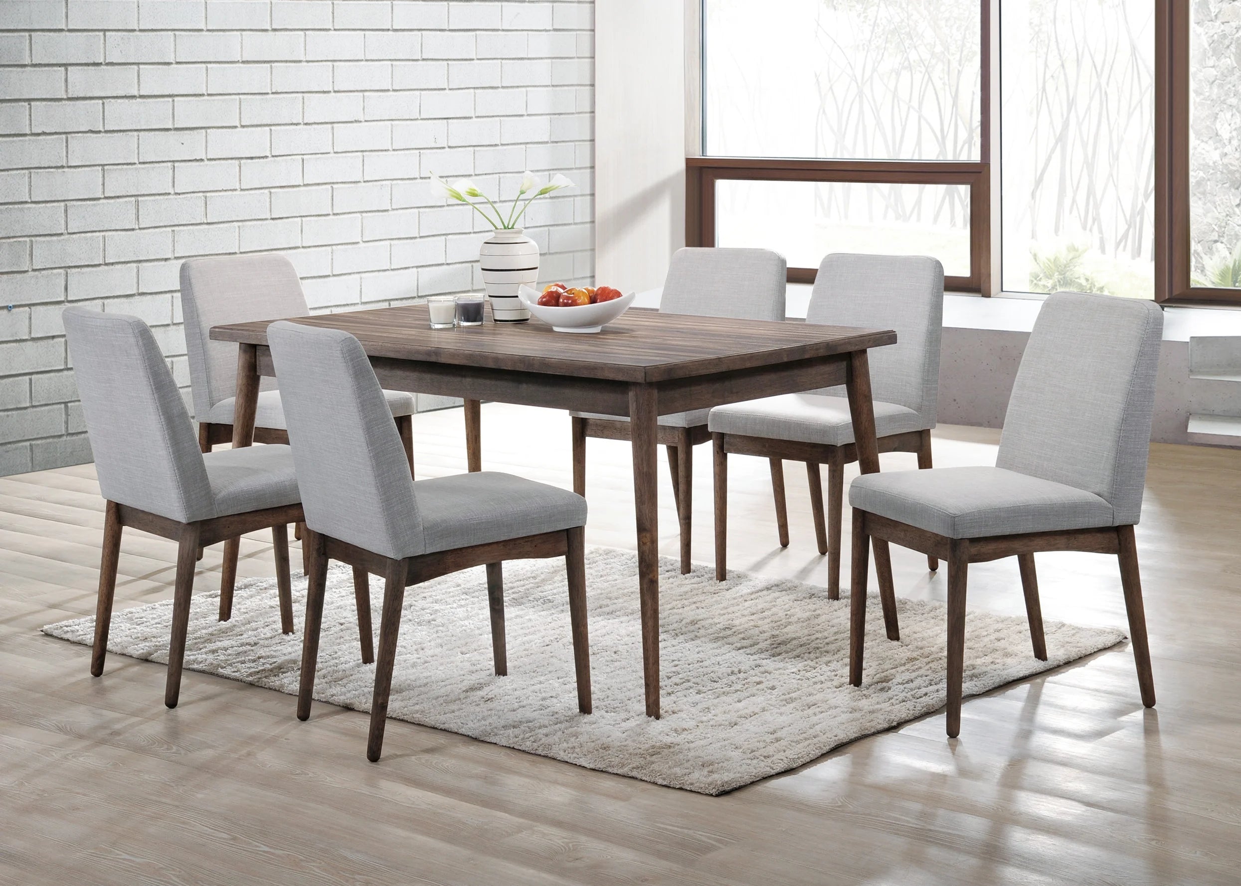 Solid Wood Fabric Upholstered Dining Chair 2Pcs Set Z134