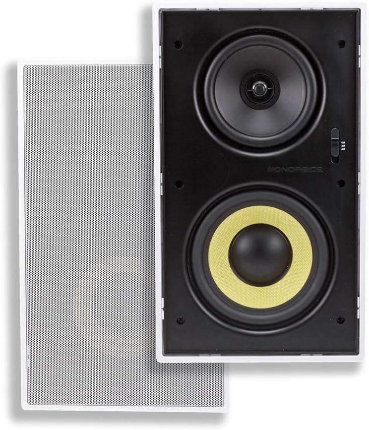3-Way Fiber In-Wall Speakers 8 Inch Pair With Removable And Paintable Grille R35682