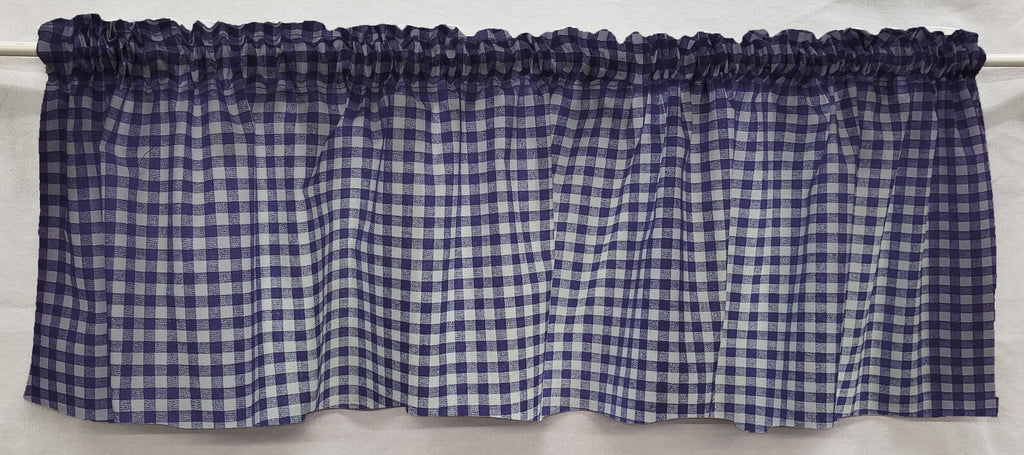 Navy Blue White Checked Gingham Curtain Panels Set of 2 24 Inch Long Q426